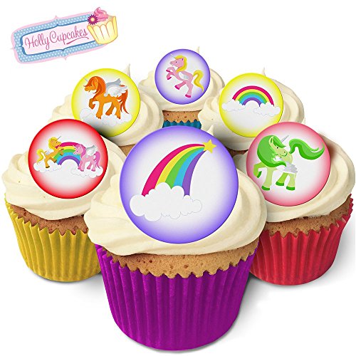 Holly Cupcakes 24 Wunderschöne essbare Kuchendekorationen: Einhörner / 24 Edible Decorations: Rainbow Unicorns von Holly Cupcakes