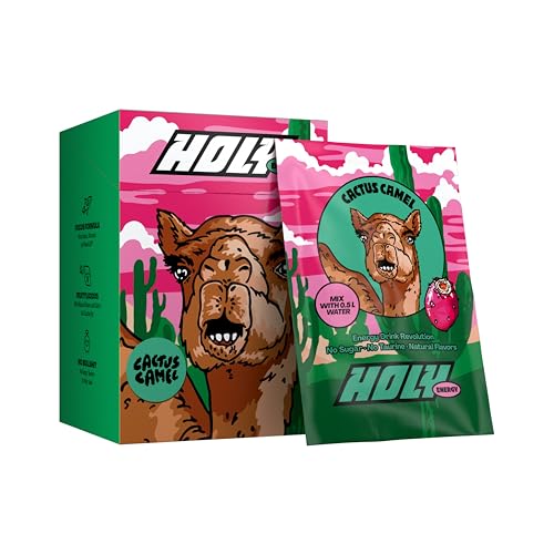 HOLY Energy Gaming Booster 10er Probier-Box 'Cactus Camel' mit Kaktusfeige Geschmack Pulver | 10 Portionen mit NewCaff & Grüntee Extrakt | Focus Drink | Vegan mit 100% natürlichen Fruchtaromen von Holy Energy