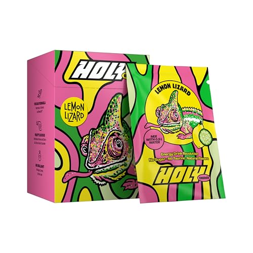 HOLY Energy Gaming Booster 10er Probier-Box 'Lemon Lizard' mit Zitrone & Gurken Geschmack Pulver | 10 Portionen mit NewCaff & Grüntee Extrakt | Focus Drink | Vegan mit 100% natürlichen Fruchtaromen von Holy Energy