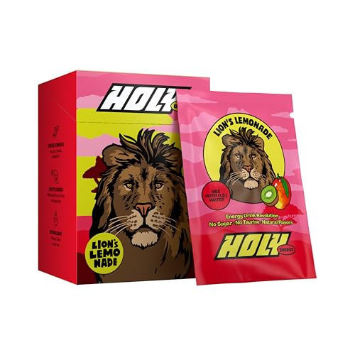 HOLY Energy Gaming Booster 10er Probier-Box 'Lion's Lemonade' mit Mango & Kiwi Geschmack Pulver | 10 Portionen mit NewCaff & Grüntee Extrakt | Focus Drink | Vegan mit 100% natürlichen Fruchtaromen von Holy Energy