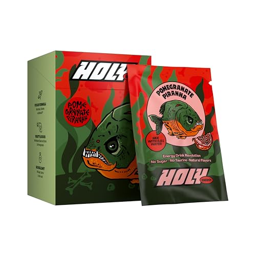 HOLY Energy Gaming Booster 10er Probier-Box 'Pomegranate Piranha' mit Granatapfel Geschmack Pulver | 10 Portionen mit NewCaff & Grüntee Extrakt | Focus Drink | Vegan mit 100% natürlichen Fruchtaromen von Holy Energy