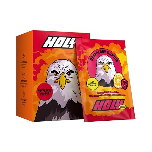 HOLY Energy Gaming Booster 10er Probier-Box 'Raspberry Raptor' mit Himbeer Geschmack Pulver | 10 Portionen mit NewCaff & Grüntee Extrakt | Focus Drink | Vegan mit 100% natürlichen Fruchtaromen von Holy Energy