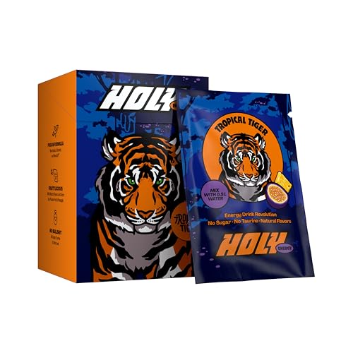 HOLY Energy Gaming Booster 10er Probier-Box 'Tropical Tiger' mit Maracuja & Ananas Geschmack Pulver | 10 Portionen mit NewCaff & Grüntee Extrakt | Focus Drink | Vegan mit 100% natürlichen Fruchtaromen von Holy Energy