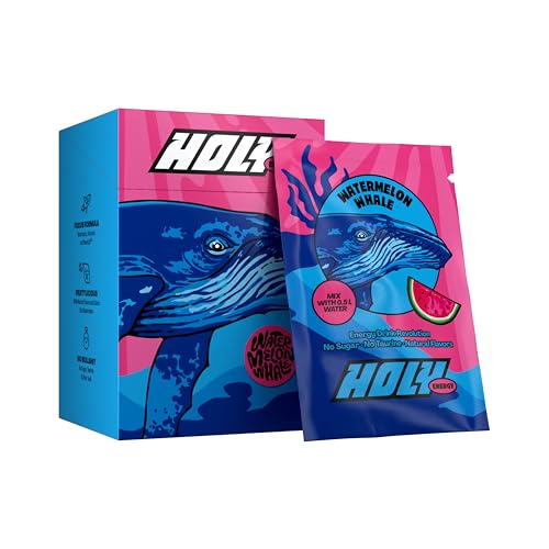 HOLY Energy Gaming Booster 10er Probier-Box 'Watermelon Whale' mit Wassermelonen Geschmack Pulver | 10 Portionen mit NewCaff & Grüntee Extrakt | Focus Drink | Vegan mit 100% natürlichen Fruchtaromen von Holy Energy