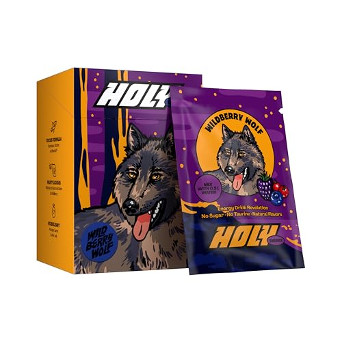 HOLY Energy Gaming Booster 10er Probier-Box 'Wildberry Wolf' mit Brombeere, Blaubeere & Johannisbeere Geschmack Pulver | 10 Portionen mit NewCaff & Grüntee Extrakt | Focus Drink | Vegan von Holy Energy