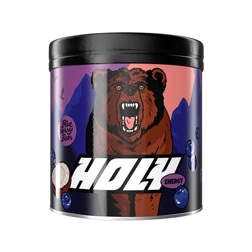 HOLY Energy 'Blueberry Bear' Focus Booster mit Blaubeere & Kokos Geschmack - 50 Portionen mit NewCaff & Grüntee Extrakt - Energydrink in Pulverform - Vegan mit 100% natürlichen Fruchtaromen von Holy Energy