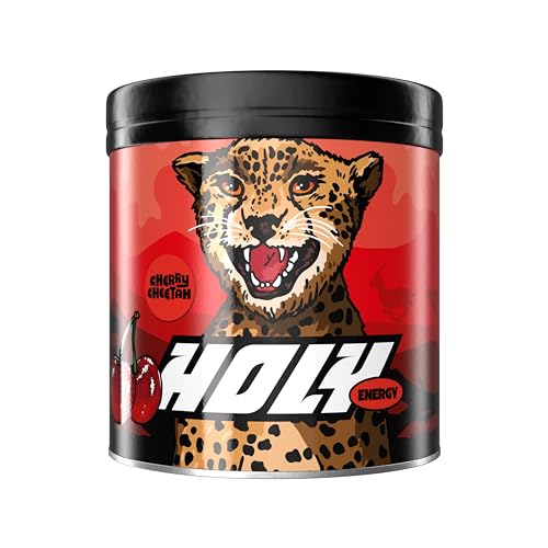 HOLY Energy Gaming Booster 'Cherry Cheetah' mit Kirsch Geschmack Pulver| 50 Portionen mit NewCaff & Grüntee Extrakt | Focus Booster - Focus Drink | Vegan mit 100% natürlichen Fruchtaromen von Holy Energy