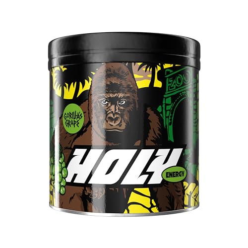 HOLY Energy Gaming Booster 'Gorillas Grape' mit Grüne Traube Geschmack Pulver| 50 Portionen mit NewCaff & Grüntee Extrakt | Focus Booster - Focus Drink | Vegan mit 100% natürlichen Fruchtaromen von Holy Energy