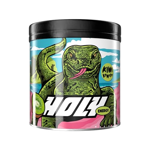 HOLY Energy Gaming Booster 'Kiwi Komodo' mit Kiwi Geschmack Pulver | 50 Portionen mit NewCaff & Grüntee Extrakt | Focus Booster - Focus Drink | Vegan mit 100% natürlichen Fruchtaromen von Holy Energy