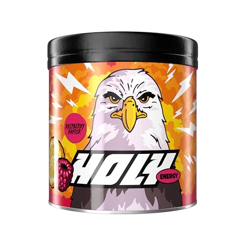 HOLY Energy Gaming Booster 'Raspberry Raptor' mit Himbeer & Yuzo Geschmack Pulver| 50 Portionen mit NewCaff & Grüntee Extrakt | Focus Booster - Focus Drink | Vegan mit 100% natürlichen Fruchtaromen von Holy Energy