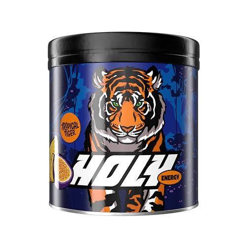 HOLY Energy 'Tropical Tiger' Focus Booster mit Maracuja & Ananas Geschmack - 50 Portionen mit NewCaff & Grüntee Extrakt - Energydrink in Pulverform - Vegan mit 100% natürlichen Fruchtaromen von Holy Energy