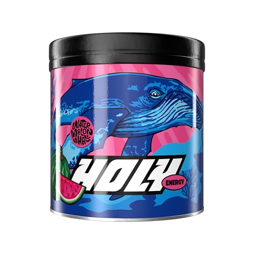 HOLY Energy Gaming Booster 'Watermelon Whale' mit Wassermelonen Geschmack Pulver | 50 Portionen mit NewCaff & Grüntee Extrakt | Focus Booster – Focus Drink | Vegan mit 100% natürlichen Fruchtaromen von Holy Energy