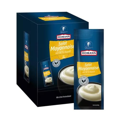 Homann Salatmayonnaise der Klassiker als Beilage zu Pommes 100x20ml von Homann