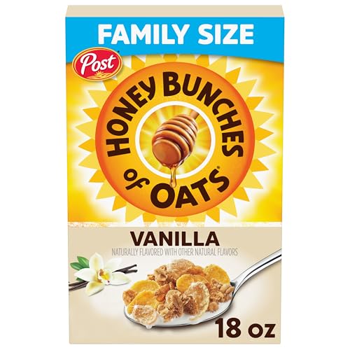 Post Honey Bunches of Oats Vanille Frühstücksmüsli, Vanille-Müsli mit Hafer- und Müsli-Cluster, 530 ml Box von Honey Bunches of Oats