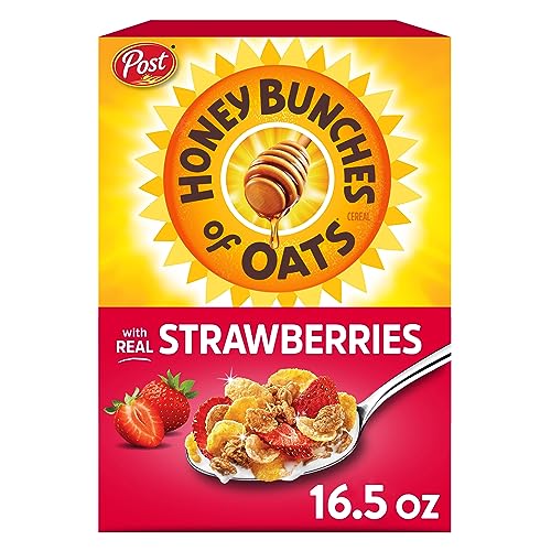 Post Honey Bunches of Oats mit Erdbeeren, Frühstücksmüsli, Erdbeermüsli mit Hafer- und Müsli-Clustern, 470 ml von Honey Bunches of Oats