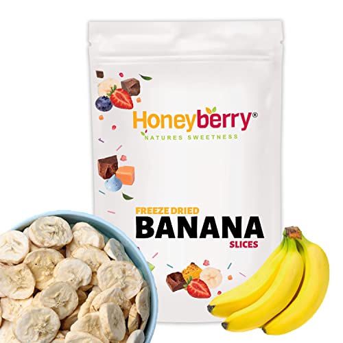 Gefriergetrocknete Bananen Scheiben 100g - Bananen Chips Gefriergetrocknet - Trockenfrüchte Gefriergetrocknet - Getrocknete Bananenscheiben für Dekoration, Snacks, Smoothie und Desserts von Honeyberry