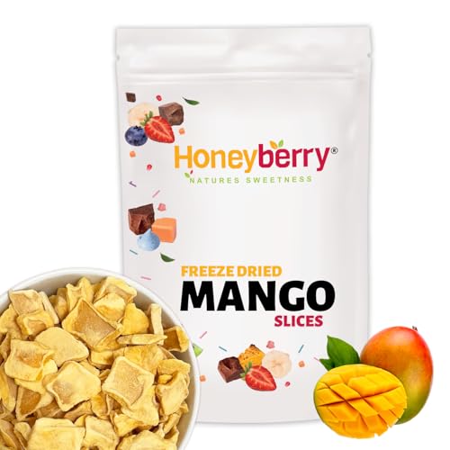 Gefriergetrocknete Mango Scheiben 100g – Mango Chips Gefriergetrocknet – Trockenfrüchte Gefriergetrocknet – Gefriergetrocknete Früchte, Getrocknete Mango für Dekoration, Snacks, Smoothies, Desserts von Honeyberry