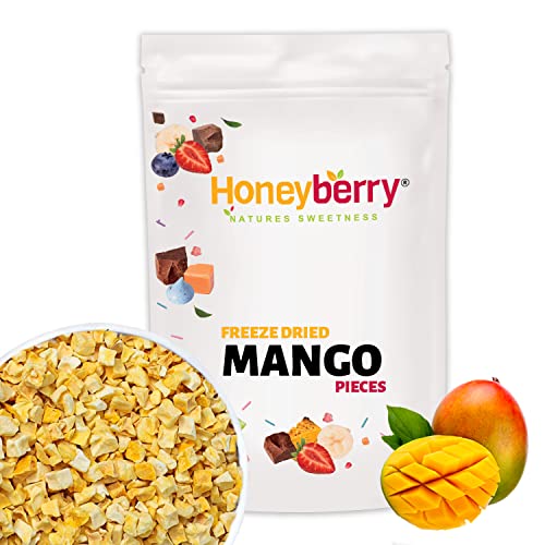 Gefriergetrocknete Mango Stücke 100g - Gefriergetrocknete Früchte - Trockenfrüchte Gefriergetrocknet - Getrocknete Mango - Perfekt für Snacks, Backen, Müsli, Smoothies & Desserts von Honeyberry