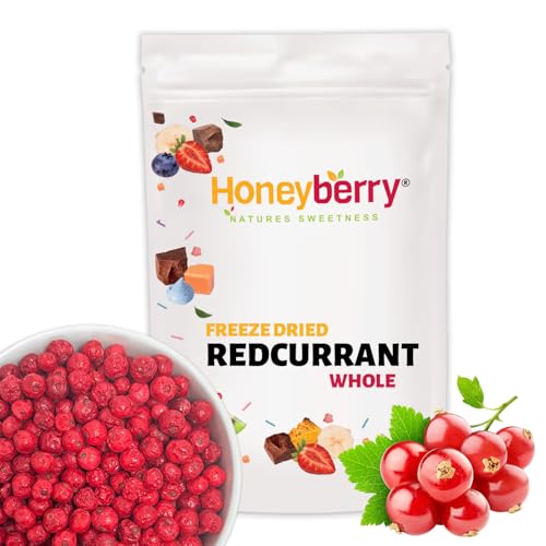 Gefriergetrocknete Rote Johannisbeeren Ganz 100g – Gefriergetrocknete Früchte – Trockenfrüchte Gefriergetrocknet – Rote Johannisbeeren zum Backen, Kuchendekoration, Snacks, Müsli, Desserts von Honeyberry