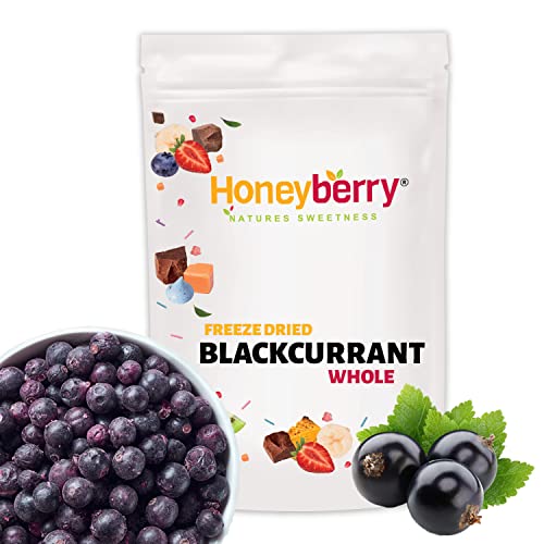 Gefriergetrocknete Schwarze Johannisbeeren 100g - Gefriergetrocknete Früchte - Trockenfrüchte Gefriergetrocknet - Gefriergetrocknete Johannisbeeren zum Backen, Müsli, Kuchendekoration, Desserts von Honeyberry