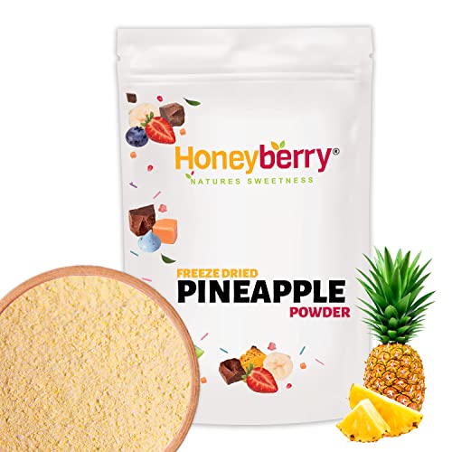 Gefriergetrocknetes Ananas Pulver 100g - Gefriergetrocknete Früchte Pulver - Ananas Pulver Gefriergetrocknet für Smoothies, Joghurt & Backen - 100% Natürliches Ananas Pulver ohne Zusätze von Honeyberry