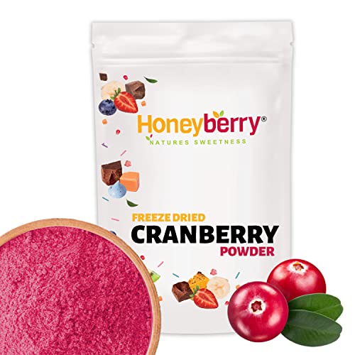 Gefriergetrocknetes Cranberry Pulver 250g - Gefriergetrocknete Früchte Pulver - Cranberry Pulver Gefriergetrocknet zum Backen, Smoothies & Müsli - 100% Natürliches Cranberry Pulver ohne Zusätze von Honeyberry