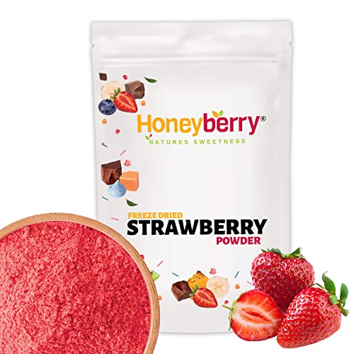 Gefriergetrocknetes Erdbeerpulver 150g - Erdbeerpulver Gefriergetrocknet - 100% Natürliches Erdbeeren Pulver ohne Zusätze von Honeyberry