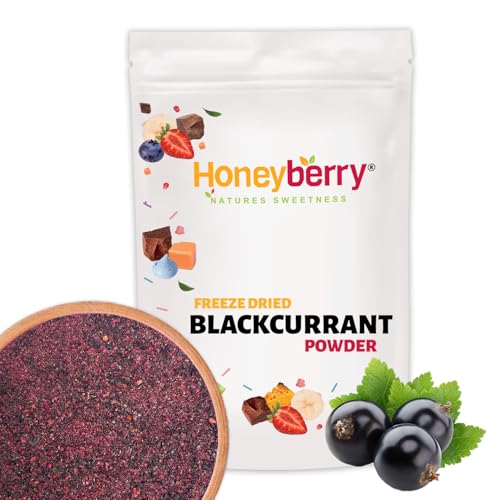 Gefriergetrocknetes Johannisbeere Pulver 100g – Gefriergetrocknete Früchte Pulver – Schwarze Johannisbeere Pulver für Smoothies und Backen – Natürliches Johannisbeerpulver ohne Zusätze von Honeyberry