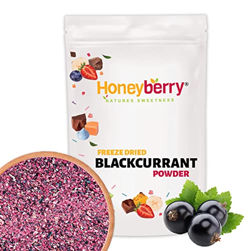 Gefriergetrocknetes Johannisbeere Pulver 100g – Gefriergetrocknete Früchte Pulver – Schwarze Johannisbeere Pulver für Smoothies und Backen – Natürliches Johannisbeerpulver ohne Zusätze von Honeyberry