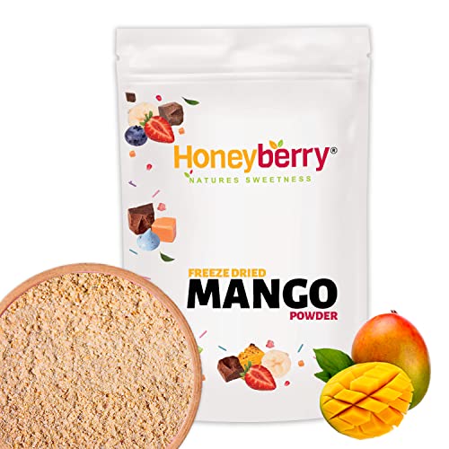 Gefriergetrocknetes Mango Pulver 100g - Gefriergetrocknete Früchte Pulver - Mango Pulver Gefriergetrocknet für Smoothies, Joghurt & Backen - 100% Natürliches Mangopulver ohne Zusätze von Honeyberry