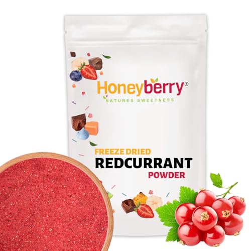 Gefriergetrocknetes Rotes Johannisbeere Pulver 100g – Gefriergetrocknetes Fruchtpulver – Rotes Johannisbeerepulver für Smoothies & zum Backen – Natürliches Beerenpulver ohne Zusätze von Honeyberry