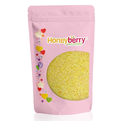 Gelbe Nonpareilles 200g - Natürliche Essbare Streusel Tortendeko - Gelbe Streudeko, Mini Zuckerperlen, Zuckerstreusel von Honeyberry