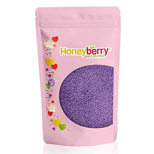 Lila Nonpareilles 200g - Natürliche Essbare Streusel Tortendeko - Lila Streudeko, Mini Zuckerperlen, Lila Zuckerstreusel Perfekt zum Verzieren von Kuchen, Muffins und Desserts - Hergestellt in der EU von Honeyberry