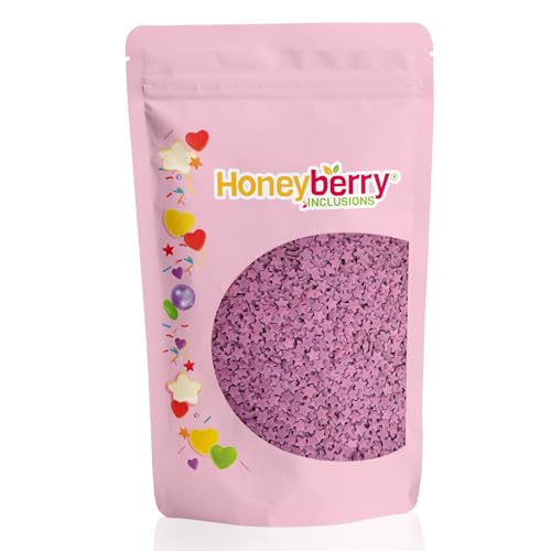 Lila Sterne Streusel 200g - Natürliche Essbare Lila Streusel Tortendeko - Lila Streudeko, Zuckersterne, Zuckerstreusel Perfekt zum Verzieren von Kuchen, Muffins und Desserts - Hergestellt in der EU von Honeyberry