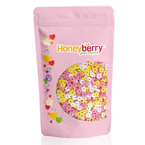 Blumen Streusel Mix 200g - Natürliche Essbare Streusel Tortendeko - Streudeko, Zuckerblumen, Zuckerstreusel Perfekt zum Verzieren von Kuchen, Muffins und Desserts - Hergestellt in der EU von Honeyberry