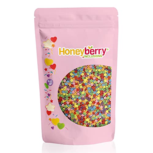 Natürliche Essbare Bunte Streusel Tortendeko, 200g – Streudekor, Zuckerstreusel Perfekt zum Backen, für Kuchen, Kekse und Desserts - in der EU Hergestellt - (Bunte Sterne) von Honeyberry