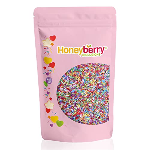 Natürliche Essbare Bunte Streusel Tortendeko, 200g – Streudekor, Zuckerstreusel Perfekt zum Backen, für Kuchen, Kekse und Desserts - in der EU Hergestellt - (Bunte Stränge) von Honeyberry