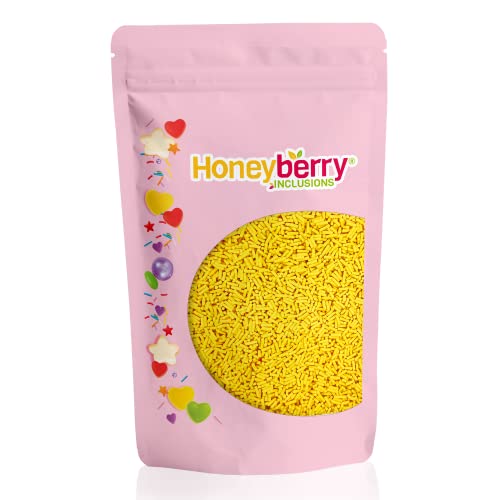 Natürliche Essbare Bunte Streusel Tortendeko, 200g – Streudekor, Zuckerstreusel Perfekt zum Backen, für Kuchen, Kekse und Desserts - in der EU Hergestellt - (Gelbe Stränge) von Honeyberry