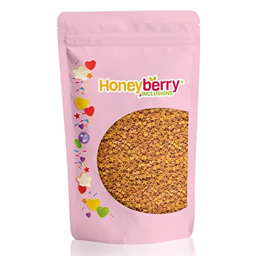 Goldene Sterne Streusel 200g - Natürliche Essbare Gold Streusel Tortendeko - Streudeko, Golden Zuckersterne, Zuckerstreusel zum Verzieren von Kuchen, Muffins und Desserts - Hergestellt in der EU von Honeyberry