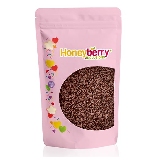 Natürliche Essbare Bunte Streusel Tortendeko, 200g – Streudekor, Zuckerstreusel Perfekt zum Backen, für Kuchen, Kekse und Desserts - in der EU Hergestellt - (Kakao Stränge) von Honeyberry