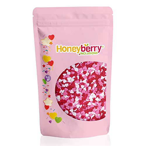 Natürliche Essbare Bunte Streusel Tortendeko, 200g – Streudekor, Zuckerstreusel Perfekt zum Backen, für Kuchen, Kekse und Desserts - in der EU Hergestellt - (Liebe Herzen) von Honeyberry