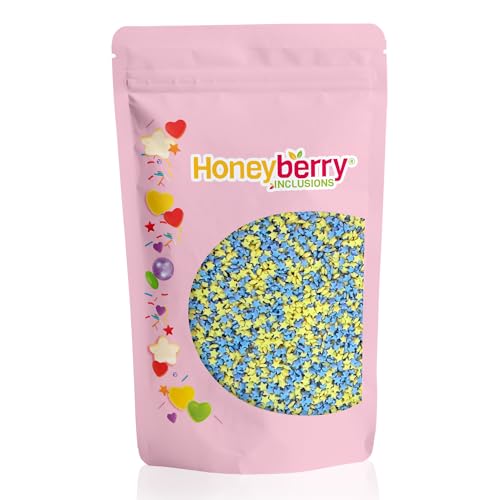 Party-Sterne Streusel 200g - Natürliche Essbare Streusel Tortendeko - Sterne Streudeko, Mini Zuckersterne, Zuckerstreusel Perfekt zum Verzieren von Kuchen, Muffins, Desserts - Hergestellt in der EU von Honeyberry