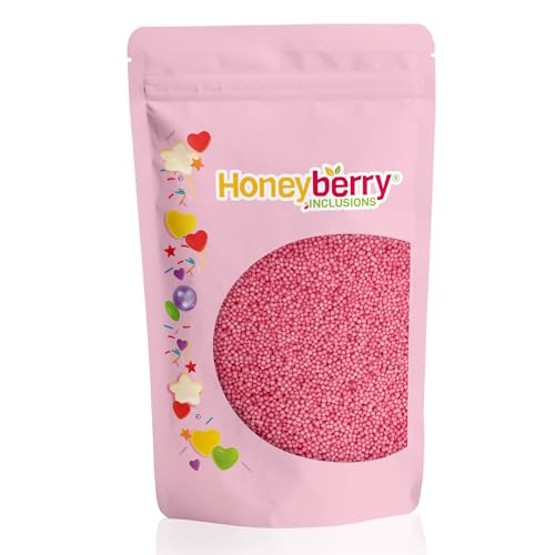 Rosa Nonpareilles 200g - Natürliche Essbare Streusel Tortendeko - Rosa Streudeko, Mini Zuckerperlen, Rosa Zuckerstreusel Perfekt zum Verzieren von Kuchen, Muffins und Desserts - Hergestellt in der EU von Honeyberry