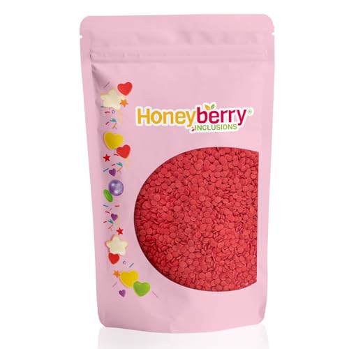 Rotes Konfetti Streusel 200g - Natürliche Essbare Streusel Tortendeko - Rotes Streudeko, Zuckerkonfetti, Zuckerstreusel Perfekt zum Verzieren von Kuchen, Muffins und Desserts - Hergestellt in der EU von Honeyberry