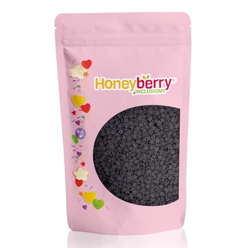 Schwarze Sterne Streusel 200g - Natürliche Essbare Streusel Tortendeko - Schwarze Streudeko, Zuckersterne, Zuckerstreusel Perfekt zum Verzieren von Kuchen, Muffins und Desserts - Hergestellt in der EU von Honeyberry