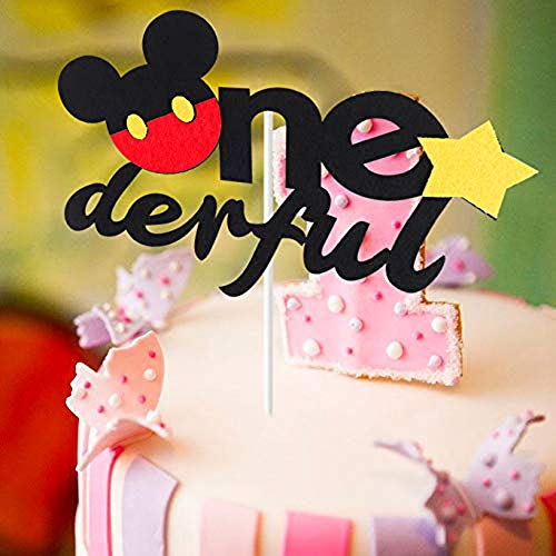 Hongkai Mickey Mouse One Onederful Kuchen Cupcake Topper Minnie One Geburtstag Kuchen Topper Picks für Baby 1st Birthday Junge Dekorationen Mädchen Happy Birthday Party Zubehör von Hongkai