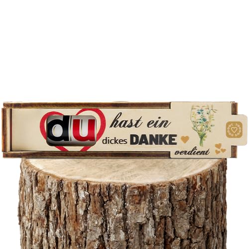 Danke Geschenkbox für Duplo Geschenk Schokoriegel Schokolade Riegel Box Holz 1pcs Kleines Dankeschön Blumenstrauß Motiv für Frauen Männer Kollegin Kollege (ohne Schokolade, Montage erforderlich) von Hongma