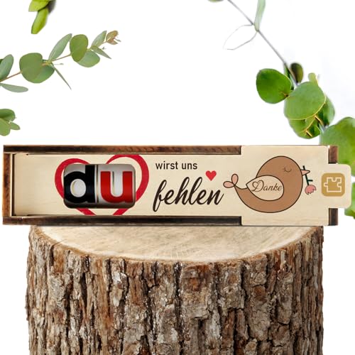 Du wirst Uns fehlen Geschenk Box für Duplo Schokoriegel Geschenkbox 1pcs Holz Deko Abschiedsgeschenk zum Abschied Kollege Kollegin Rente Ruhestand (wirst uns fehlen) von Hongma