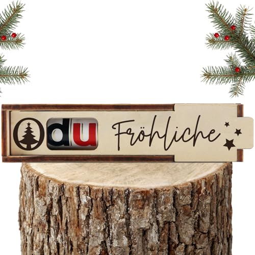 Hongma O Du Fröhliche Geschenk Box für Duplo Schokoriegel Geschenkbox 1pcs Holz Deko für Weihnachten Chirstams Beste Freundin Verliebte Frauen Männer Liebe (ohne Riegel, Montage erforderlich) von Hongma