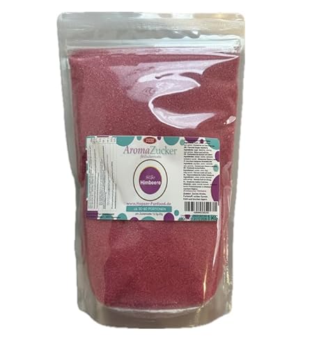 1 KG Farbzucker Aromazucker für Zuckerwatte Bunt | Erdbeere, Kirsche, Cola, Vanille, Blau Zuckerwattezucker (Himbeere) von Hopser Food Fun